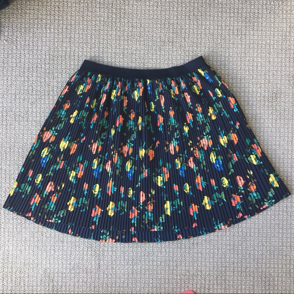 Merona Accordion Skirt, Navy & Flowers, XXL (Plus)